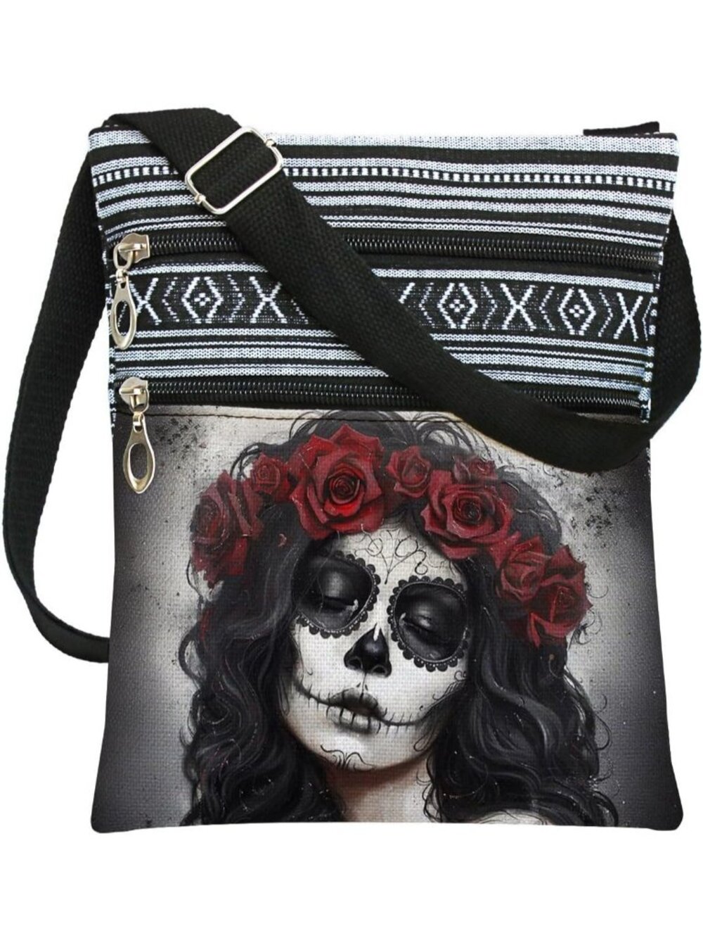 Women White Red Halloween Pumpkin Bat Goth Skull Witch Crossbody Shoulder Bag